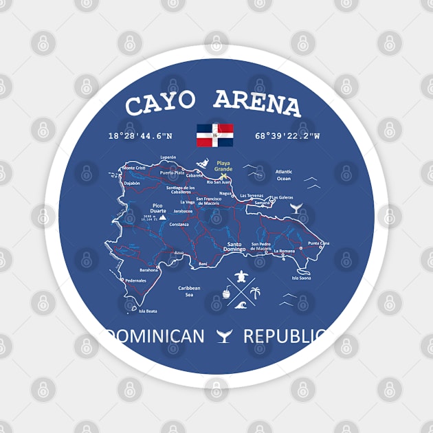 Cayo Arena Dominican Republic Flag Travel Map Coordinates GPS Magnet by French Salsa